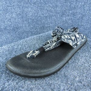 Sanuk Women Thong Sandal Shoes Size 8 Medium‎ White Fabric